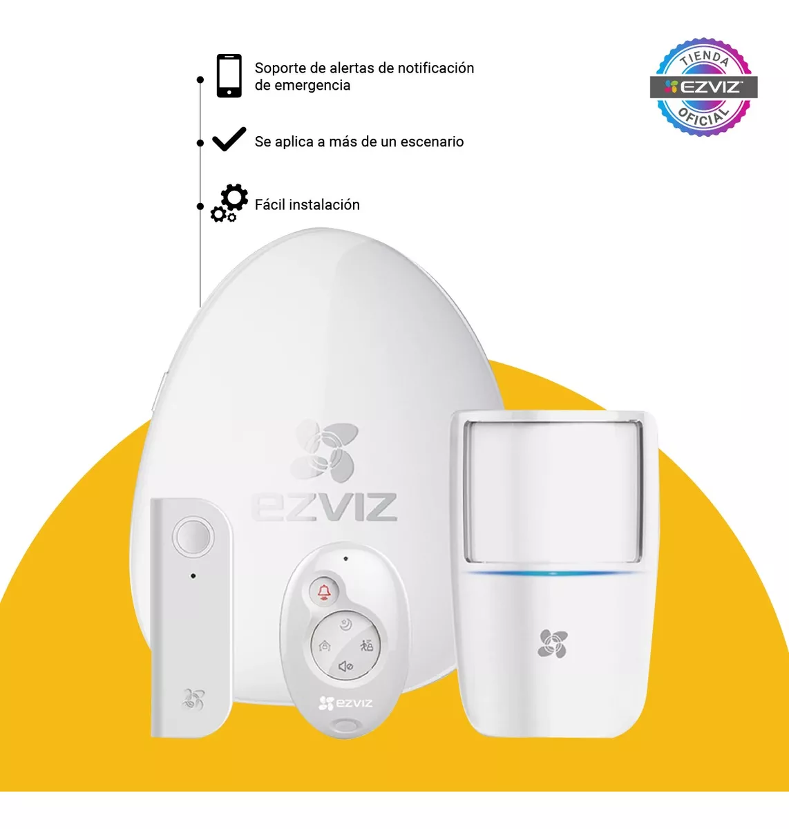 Imagen 3 de 7 de Kit Alarma Inalambrica Ezviz WIFI Central, Sensores, Control remoto